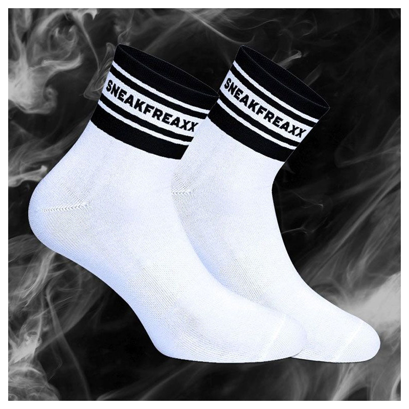 SneakFreaxx Chaussettes basses WHITE BLACK SHORT Blanc-Noir